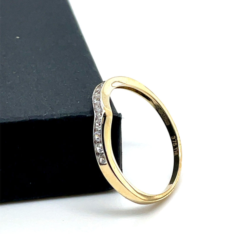 Wishbone Eternity Ring, 9ct Yellow Gold Ring, Stacking Ring, Chevron Ring, Minimalist Ring - Sarraf Jewellers