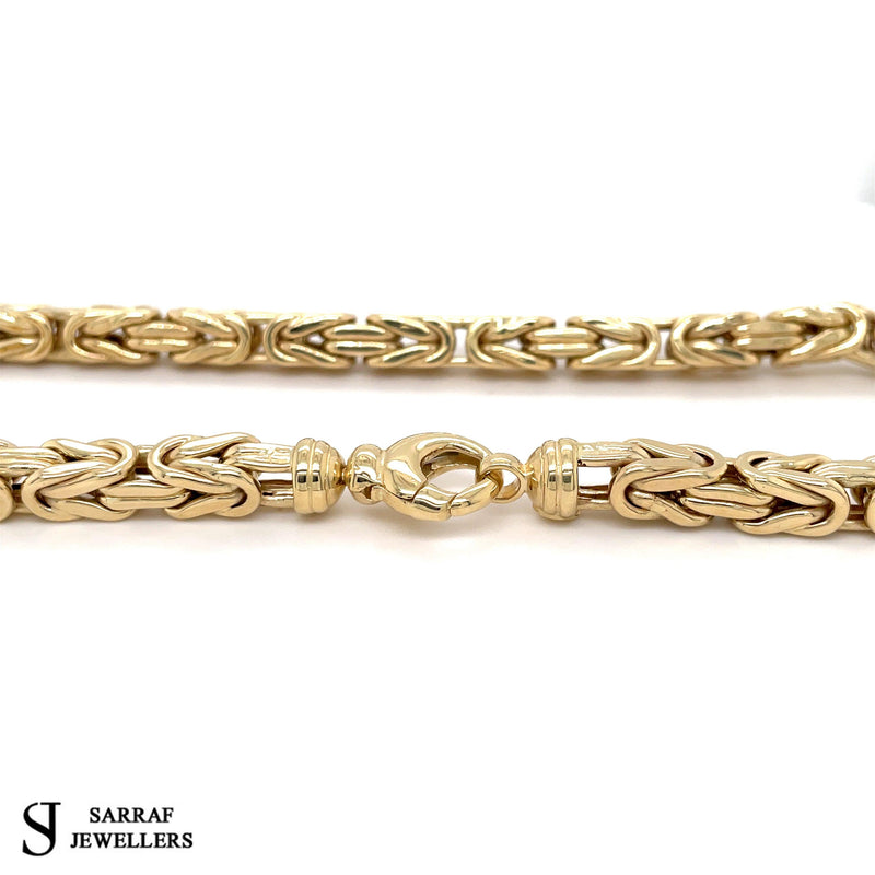 14ct Gold Yellow Byzantine Chain Square Necklace - Sarraf Jewellers