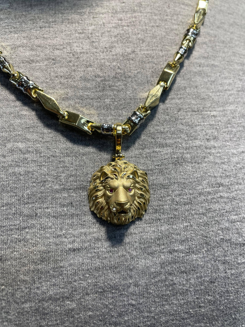 14CT LION HEAD YELLOW GOLD PENDANT - Sarraf Jewellers