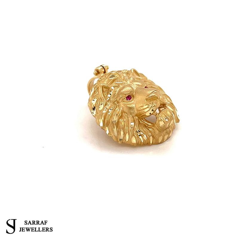 14CT LION HEAD YELLOW GOLD PENDANT - Sarraf Jewellers