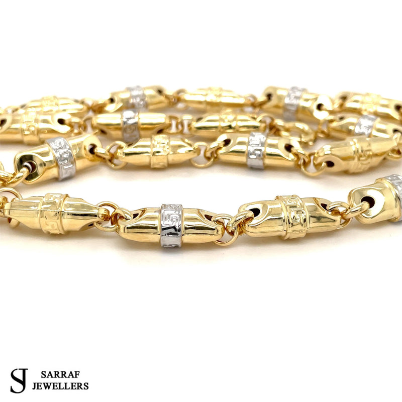 14ct YELLOW GOLD Greek Pattern Chain Necklace & Bracelet 21.6gr 24" & 7.8gr 8" - Sarraf Jewellers