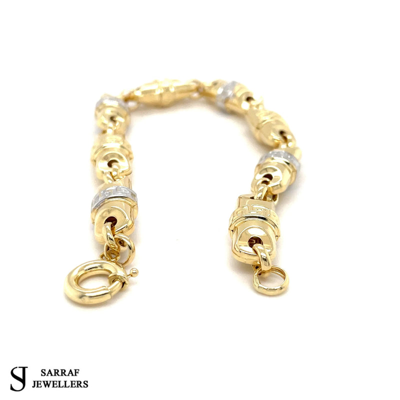 14ct YELLOW GOLD Greek Pattern Chain Necklace & Bracelet 21.6gr 24" & 7.8gr 8" - Sarraf Jewellers