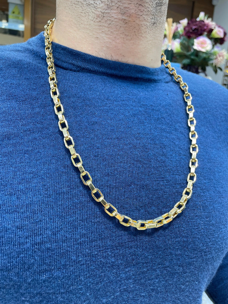 14ct YELLOW GOLD Round Link BELCHER Chain Necklace 26" 7MM 28.9GR NEW! - Sarraf Jewellers