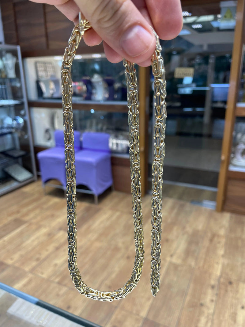 14k Solid Gold Byzantine Mens Chain 25'' - Sarraf Jewellers