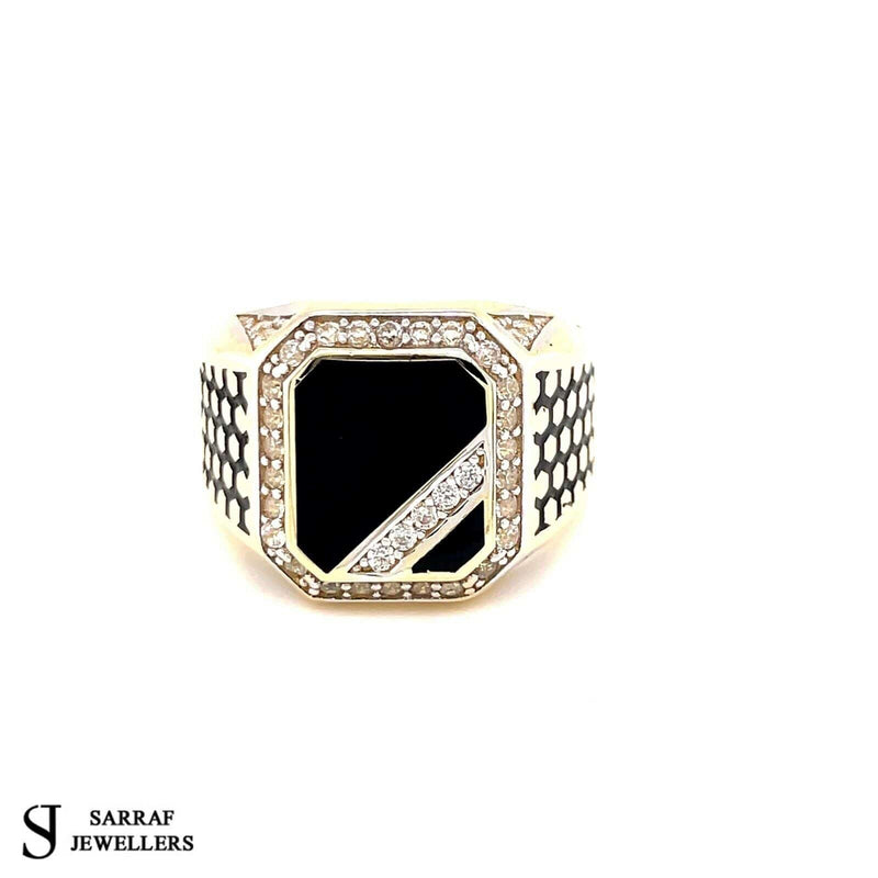 Hexagon Design Men's Gents Solid 14Ct 14K Yellow Gold Ring 585 Brand New 11.5gr - Sarraf Jewellers