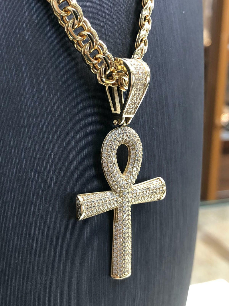 375 9ct Genuine Solid Hallmarked GOLD ANKH CROSS PENDANT 30x42mm - Sarraf Jewellers