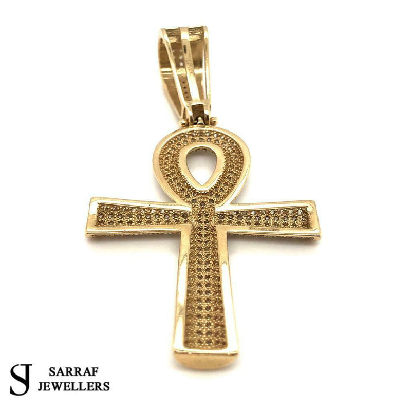 375 9ct Genuine Solid Hallmarked GOLD ANKH CROSS PENDANT 30x42mm - Sarraf Jewellers