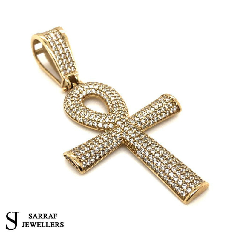 375 9ct Genuine Solid Hallmarked GOLD ANKH CROSS PENDANT 30x42mm - Sarraf Jewellers