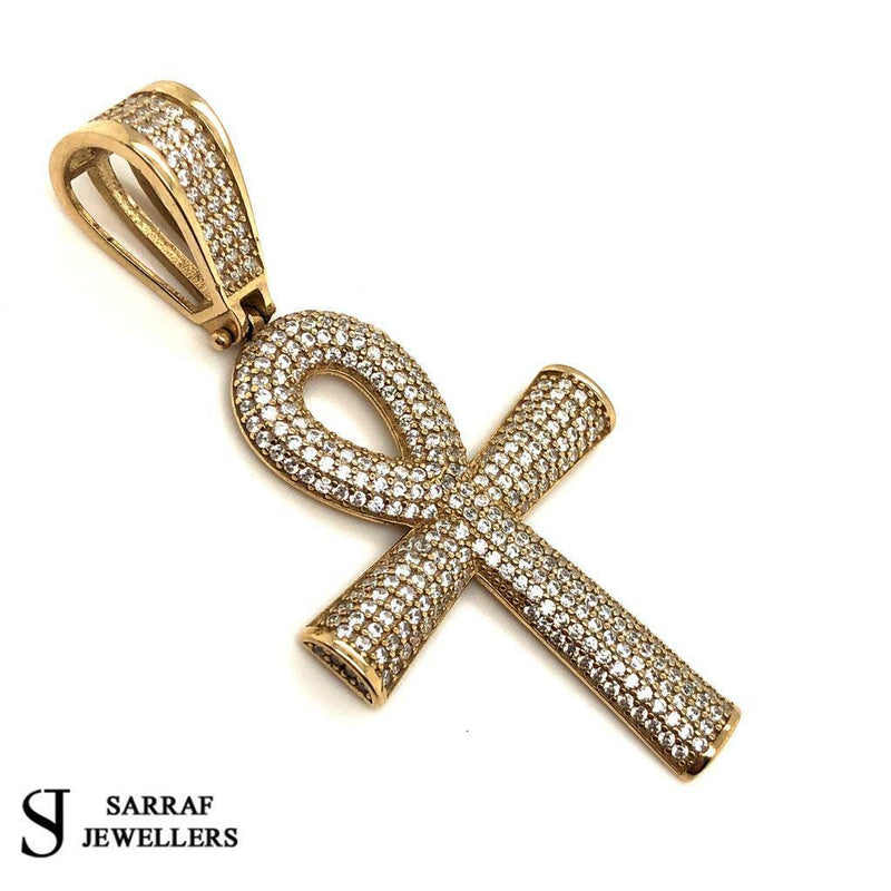 375 9ct Genuine Solid Hallmarked GOLD ANKH CROSS PENDANT 30x42mm - Sarraf Jewellers