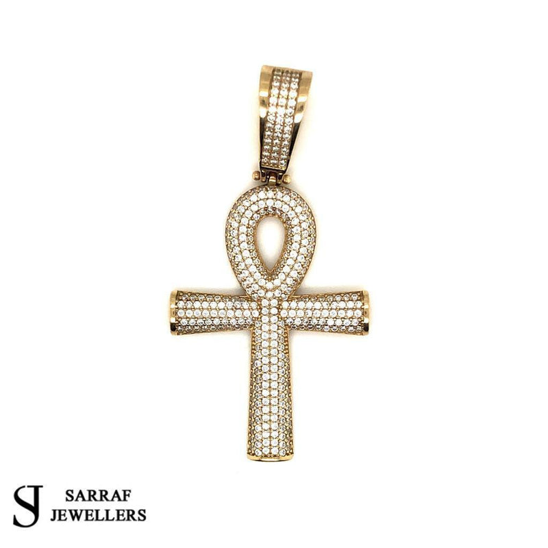 375 9ct Genuine Solid Hallmarked GOLD ANKH CROSS PENDANT 30x42mm - Sarraf Jewellers