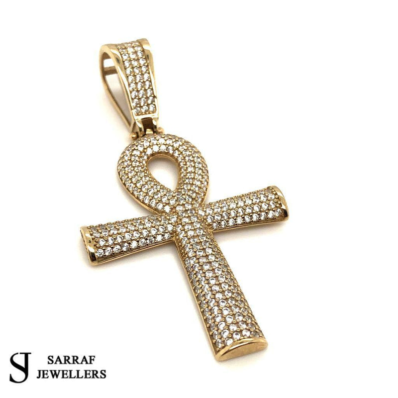 375 9ct Genuine Solid Hallmarked GOLD ANKH CROSS PENDANT 30x42mm - Sarraf Jewellers