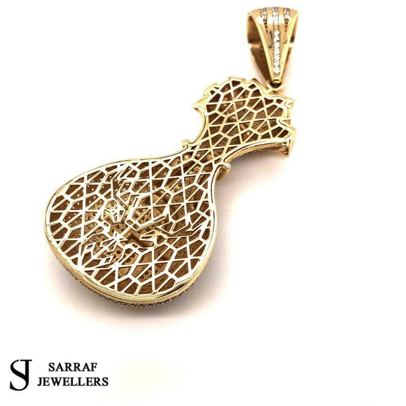 375 9ct Yellow GOLD ICE MONEY BAG MENS Icy Shine Shiny BLING RAPPER PENDANT - Sarraf Jewellers