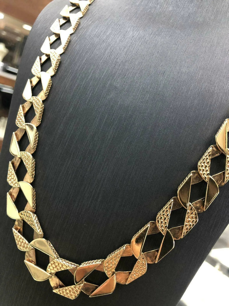 9ct Diamond Cut BOMBE Chain 375 GENUINE GOLD Necklace 22" - 13mm NEW - Sarraf Jewellers