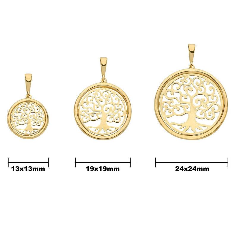 9ct Gold Tree of Life Pendant, Pendant Tree of Life, Round Tree of Life - Sarraf Jewellers