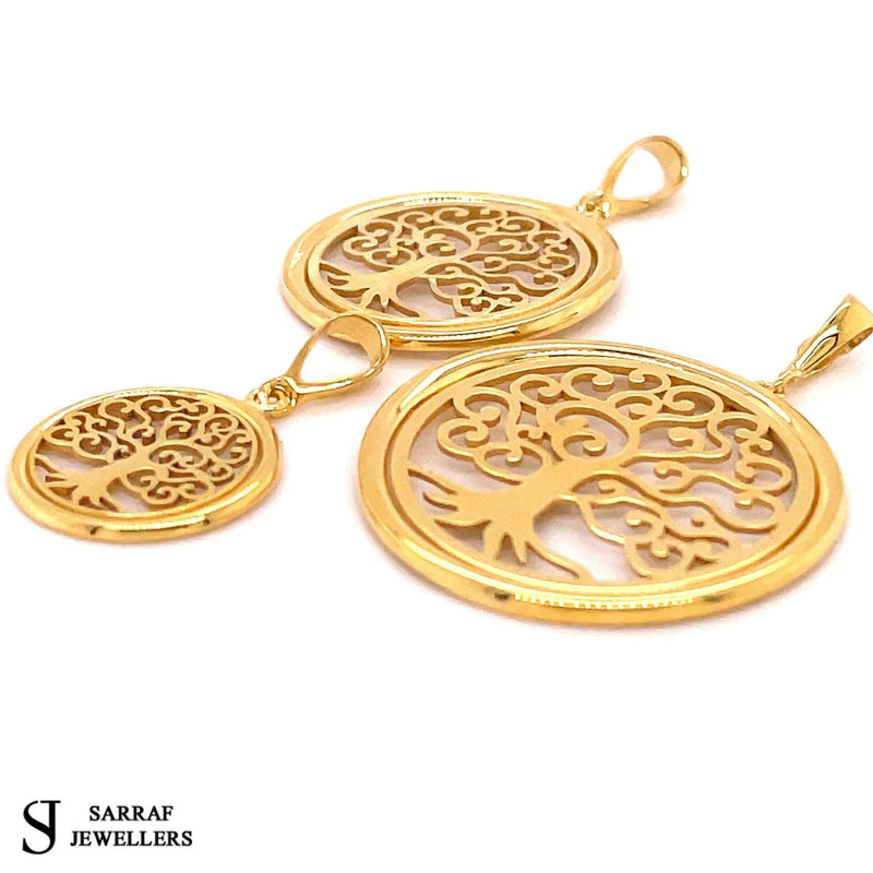 9ct Gold Tree of Life Pendant, Pendant Tree of Life, Round Tree of Life - Sarraf Jewellers