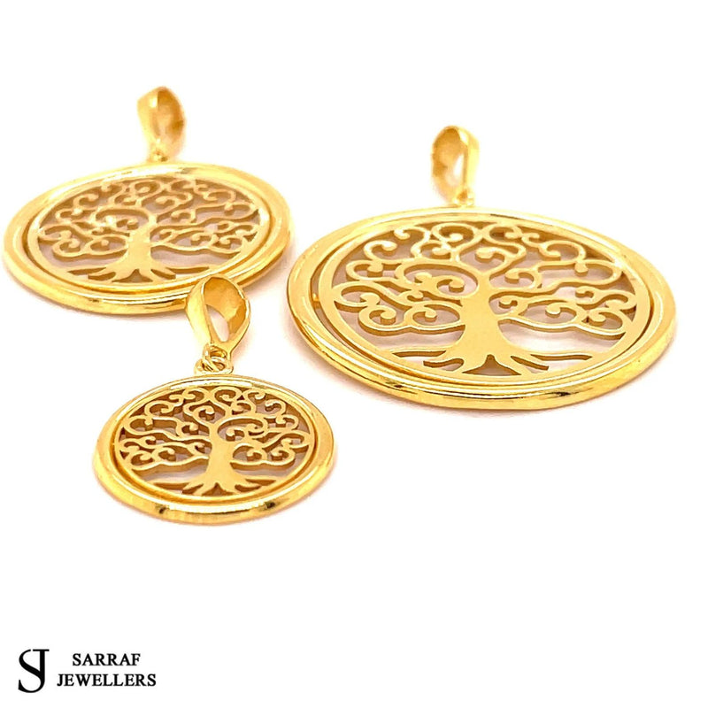 9ct Gold Tree of Life Pendant, Pendant Tree of Life, Round Tree of Life - Sarraf Jewellers