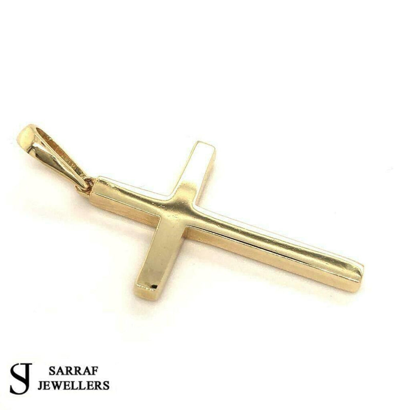 9ct Yellow 375 Gold Hallmarked GOLD PLAIN CROSS PENDANT 28x18mm New - Sarraf Jewellers