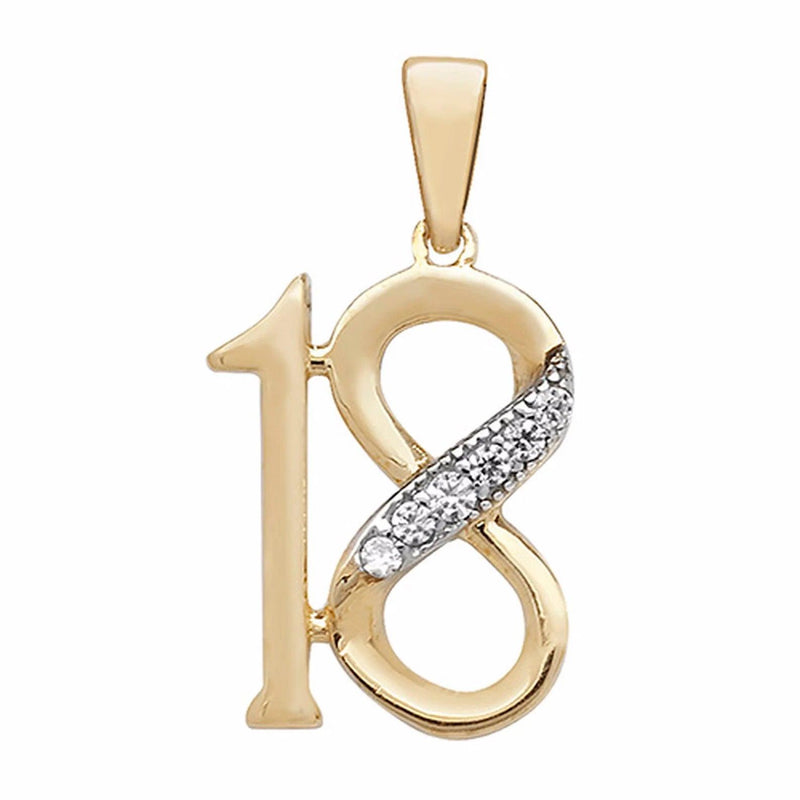 9ct Yellow Gold 18th or 21st Birthday Pendant, Number Pendant, Old English Pendant for Necklace, Birthday Gifts for her/him - Sarraf Jewellers