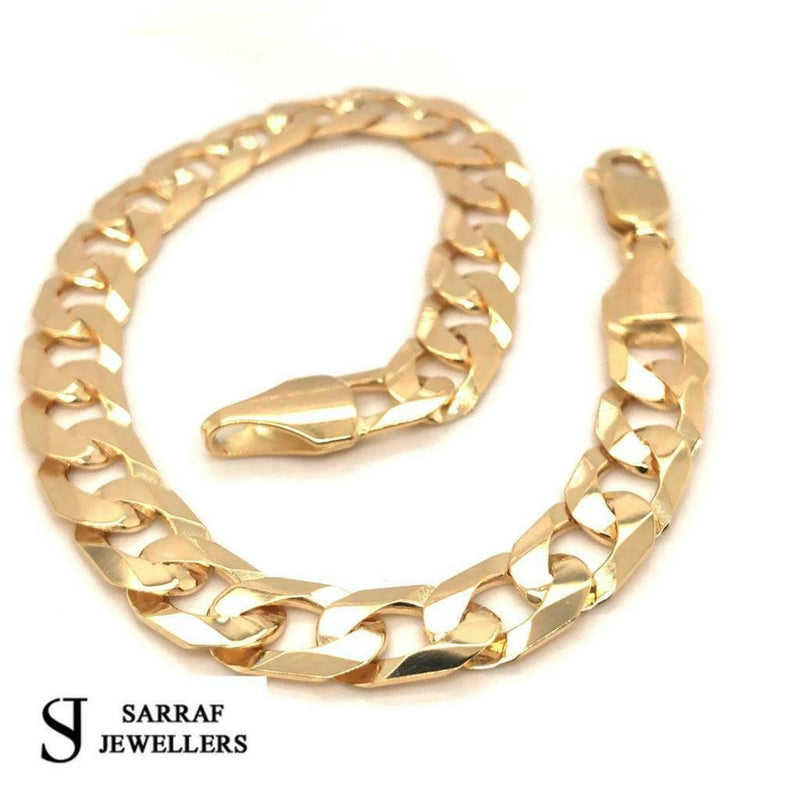 9ct Yellow Gold CURB CHAIN Bracelet Gift 6MM MENS BRAND NEW - Sarraf Jewellers