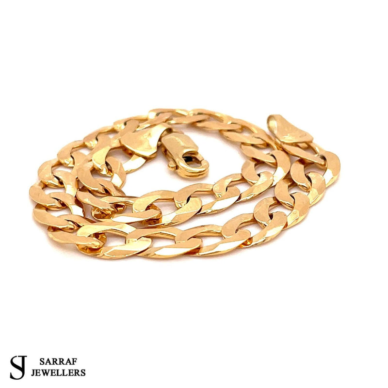 9ct Yellow Gold CURB CHAIN Bracelet Gift 6MM MENS BRAND NEW - Sarraf Jewellers