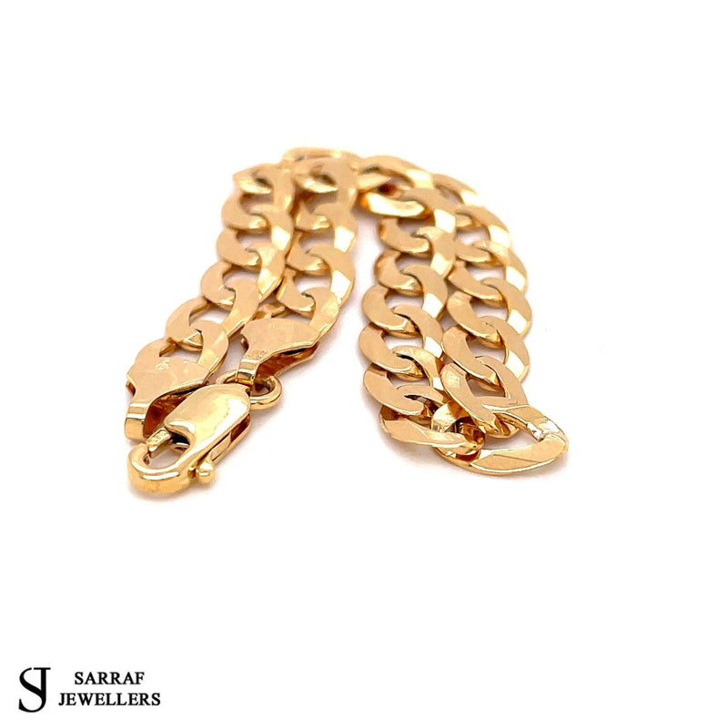 9ct Yellow Gold CURB CHAIN Bracelet Gift 6MM MENS BRAND NEW - Sarraf Jewellers