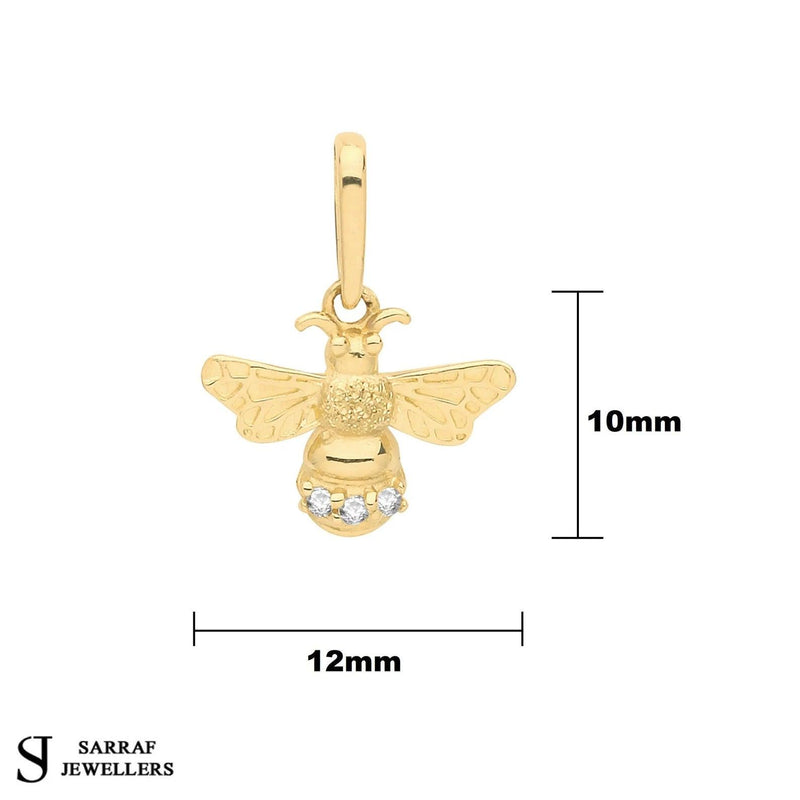 9ct Yellow Gold CZ Bee Charm Pendant, Gold Cz Pendant, Bee Pendant, Gifts for her, Gifts - Sarraf Jewellers