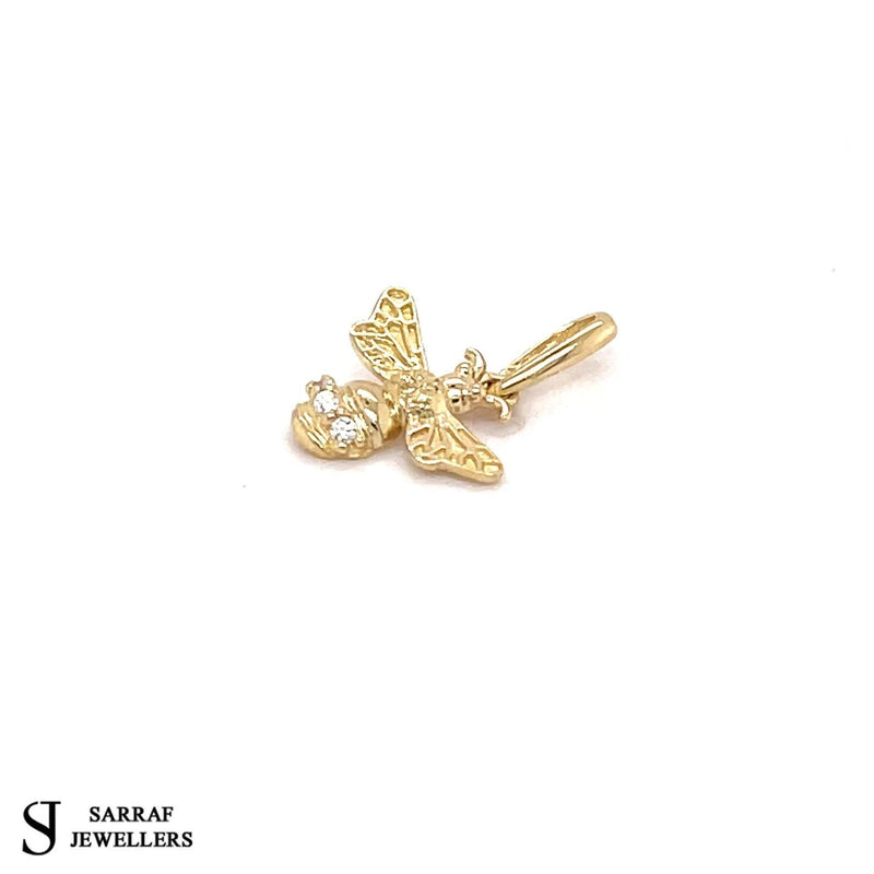 9ct Yellow Gold CZ Bee Charm Pendant, Gold Cz Pendant, Bee Pendant, Gifts for her, Gifts - Sarraf Jewellers