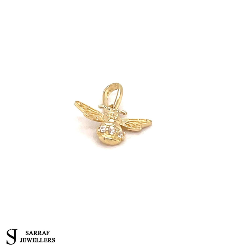 9ct Yellow Gold CZ Bee Charm Pendant, Gold Cz Pendant, Bee Pendant, Gifts for her, Gifts - Sarraf Jewellers