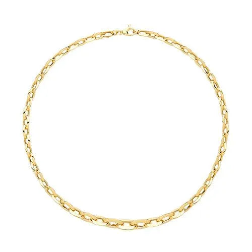 9ct Yellow Gold Gradual Oval Open Link Necklet 17 Inches 8.9GR 375 Brand New - Sarraf Jewellers