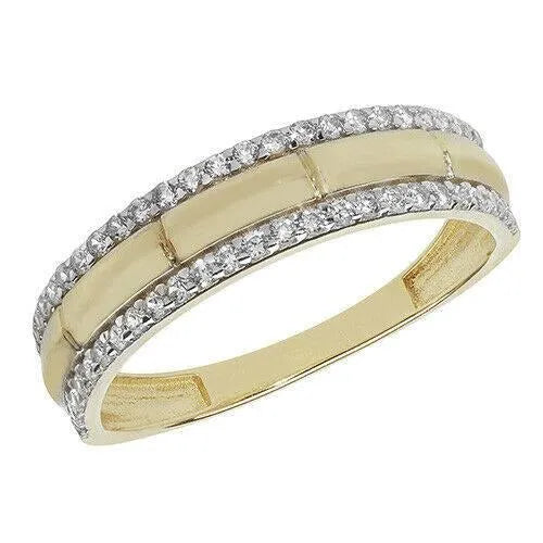 9ct Yellow Gold Hallmarked Ladies Solid CZ Ring - Sarraf Jewellers