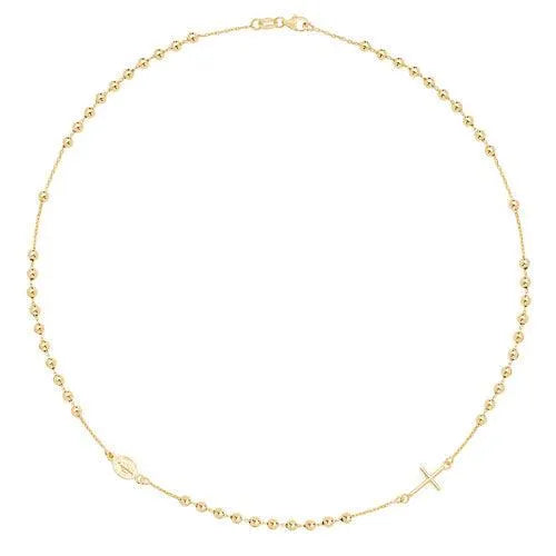 9ct Yellow Gold LADIES Rosary Necklet 16 Inches 3.9GR 375 Brand New - Sarraf Jewellers