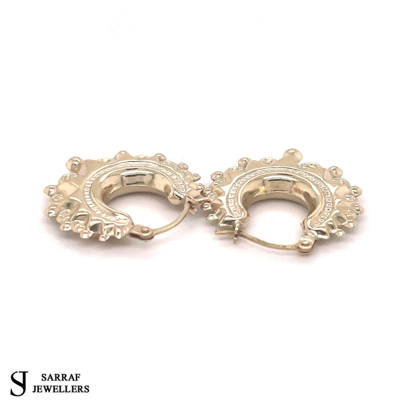 9ct Yellow Gold Ladies Victorian Creole Hoop, Creole Earrings, Hoop Earrings - Sarraf Jewellers