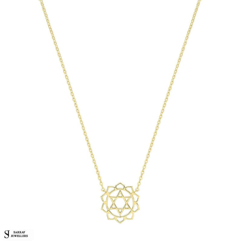 9ct Yellow Gold Mandala Necklet, Gold Chain Mandala Pendant Necklace for Ladies - Sarraf Jewellers