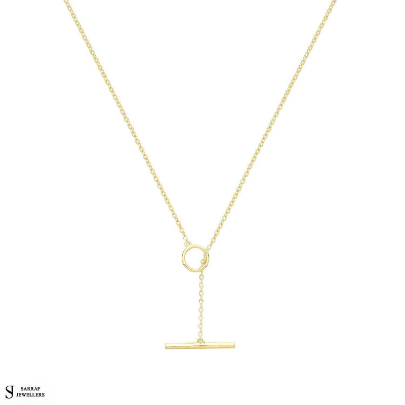 9ct Yellow Gold Open Circle Bar Y Necklet, Gold Chain Necklace Bar Shaped for Ladies - Sarraf Jewellers