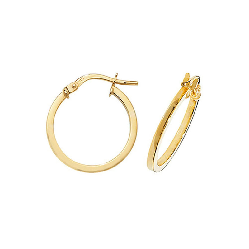 9ct Yellow Gold Plain Hoop Earrings, Gold Earring, 8mm, 10mm, 15mm, 20mm, 25mm, 30mm, 40mm, 50mm - Sarraf Jewellers