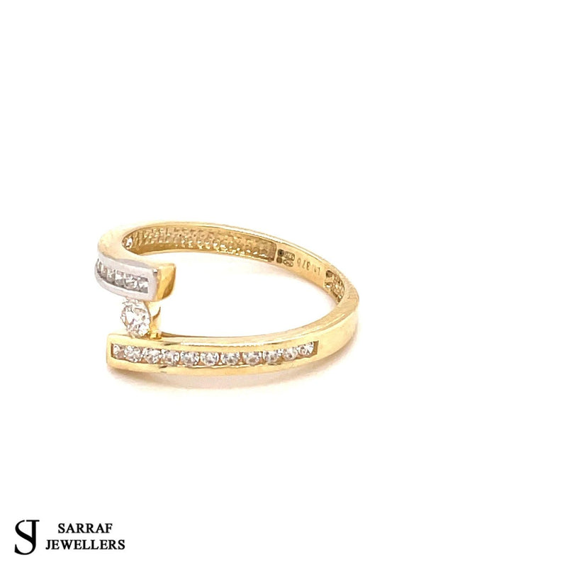 9ct Yellow Gold Ring, Engagement Ring,Single Stone Ring, Cubic Zirconia Stones Ring - Sarraf Jewellers