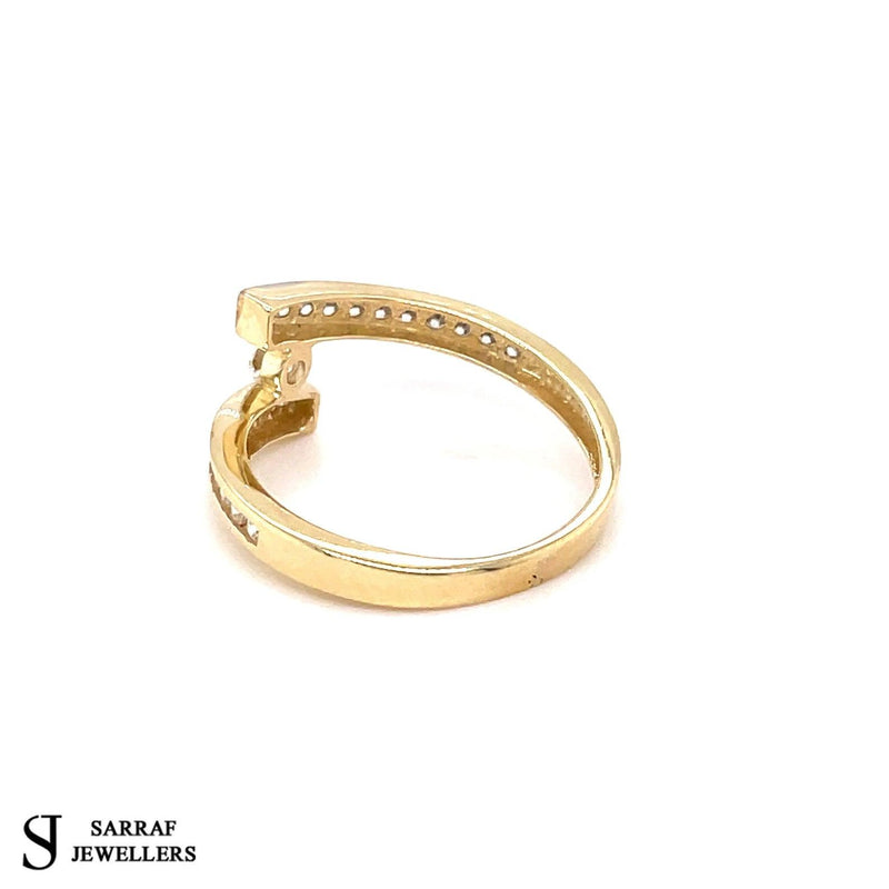 9ct Yellow Gold Ring, Engagement Ring,Single Stone Ring, Cubic Zirconia Stones Ring - Sarraf Jewellers