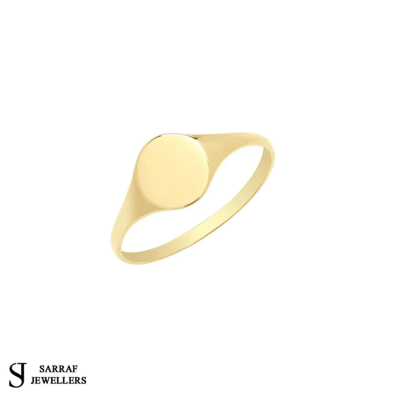 9ct Yellow Gold Signet Ring, Gold Ladies Ring, Free Engraving, Classic Signet Ring, Pinky ring, Oval Ring, Round Ring - Sarraf Jewellers