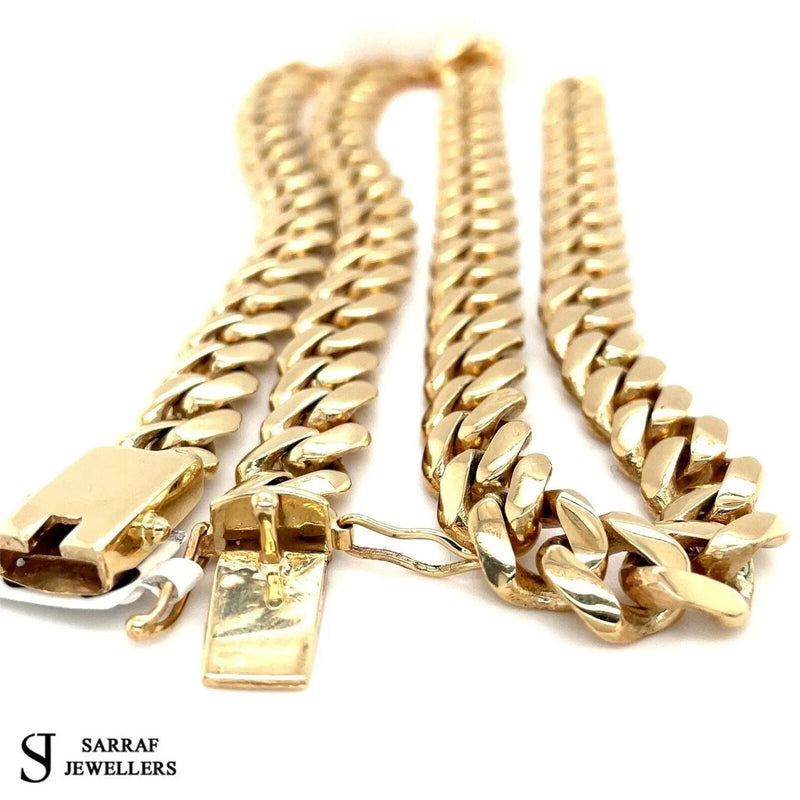 9ct Yellow Gold SOLID Miami Cuban Chain Plain Design UK Hallmarked | Shop Online Sarraf Jewellers UK - Sarraf Jewellers