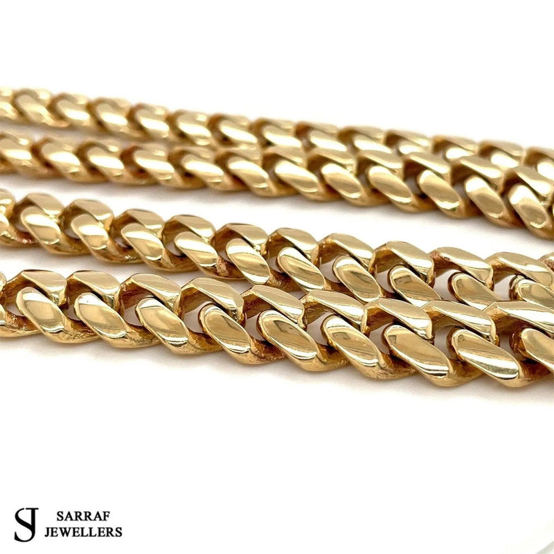 9ct Yellow Gold SOLID Miami Cuban Chain Plain Design UK Hallmarked | Shop Online Sarraf Jewellers UK - Sarraf Jewellers