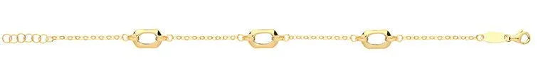 9ct Yellow Gold Spaced Out HEXAGON Necklet & Bracelet Set 17"+1 & 7.5" Brand New - Sarraf Jewellers