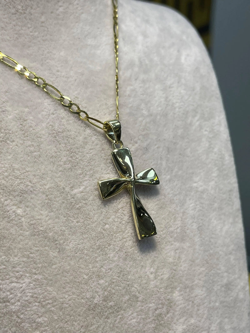 9ct Yellow Gold Twist Cross Pendant, 375 Hallmarked Unisex Pendant - Sarraf Jewellers