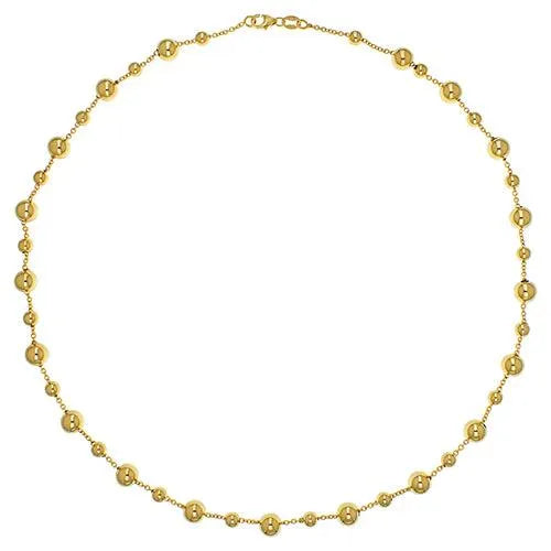 9ct Yellow Gold Unisex Spaced Out Beaded Necklet 17 Inches 4.8GR 375 Brand New - Sarraf Jewellers