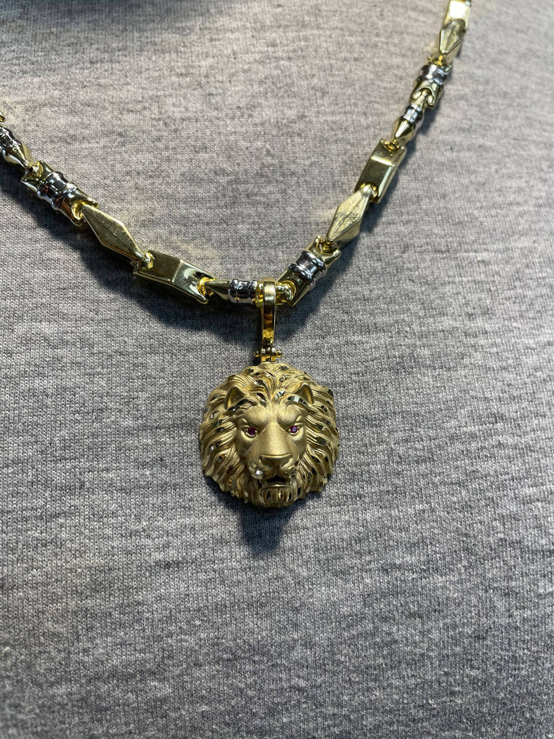 14CT LION HEAD YELLOW GOLD PENDANT - Sarraf Jewellers