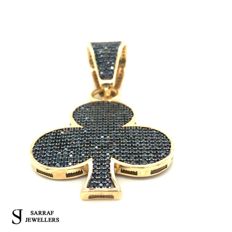 Ace of Spade, Custom Pendant, Gold Pendant, Onyx Stones, 9ct Yellow Gold Pendant Shiny Bling - Sarraf Jewellers