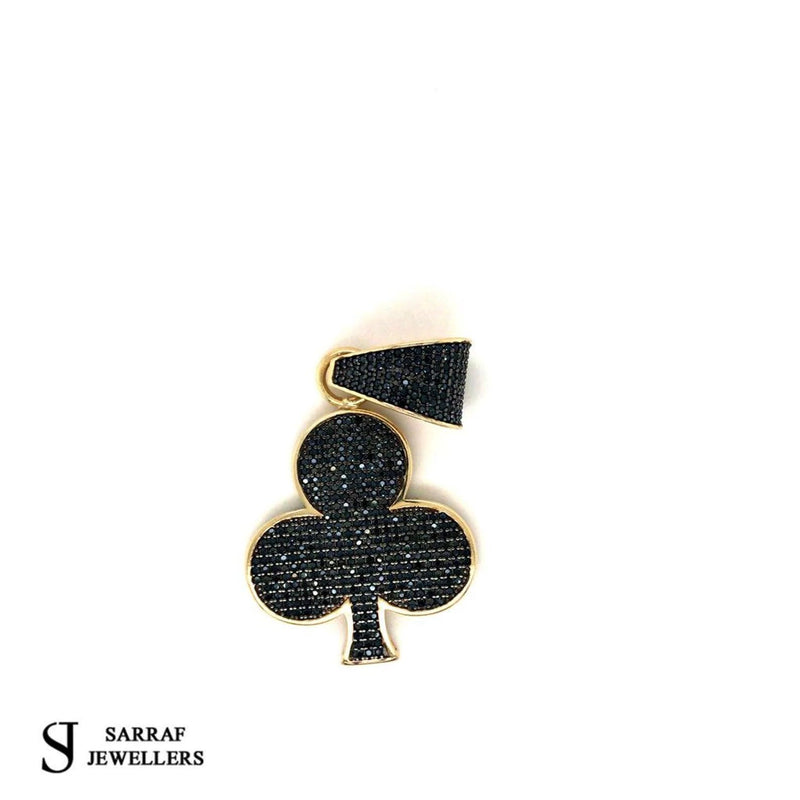 Ace of Spade, Custom Pendant, Gold Pendant, Onyx Stones, 9ct Yellow Gold Pendant Shiny Bling - Sarraf Jewellers