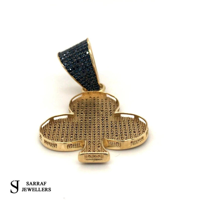 Ace of Spade, Custom Pendant, Gold Pendant, Onyx Stones, 9ct Yellow Gold Pendant Shiny Bling - Sarraf Jewellers