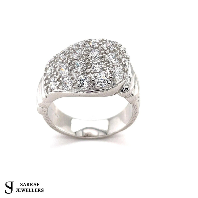 Boxing Glove Ring, Sterling Silver, Mens Silver Ring, Silver Solid Mens Gents Ring, Chunky Silver Ring, Cubic Zirconia Silver Ring - Sarraf Jewellers