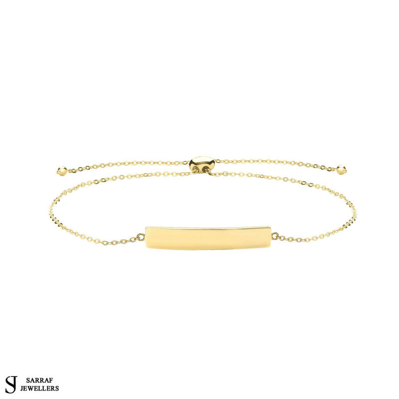 Gold Pull Bracelet 9K Yellow Gold ID Pull Style Adjustable Bracelet, Ladies Bracelet Gifts for Her - Sarraf Jewellers