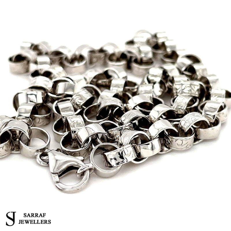 BRITISH BELCHER SILVER OVAL CHAIN 925 Sterling Silver CAST Chain Necklace 7MM - Sarraf Jewellers